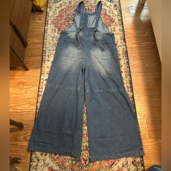 NWOT Denim Jumper Wide Legs And Button Front Sz XL - Picture 9 of 11